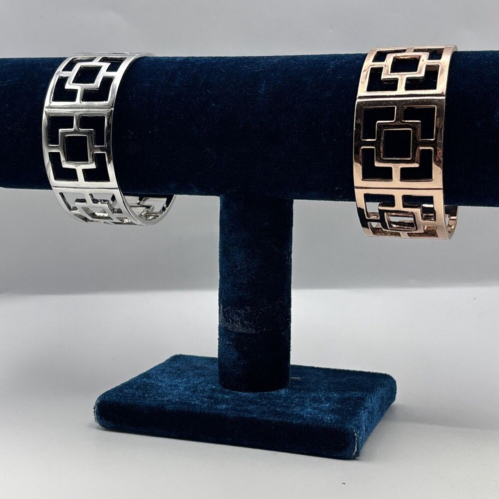 Trina Turk Rose Gold Tone & Silver Tone Brick Logo bracelet- Marked